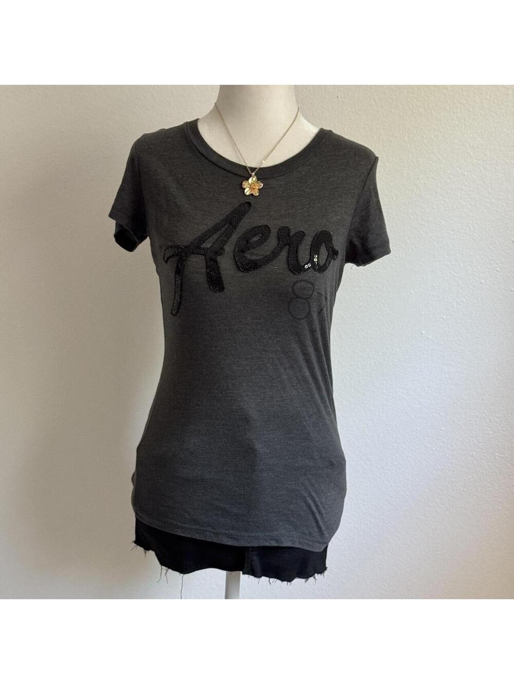 ੈ✩‧₊˚y2k aeropostale grey sequin tshirt